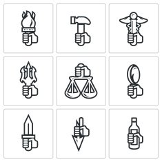 Gods in Greek mythology icons set Vector Illustration