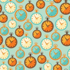 Seamless retro pattern with watches in flat style N2