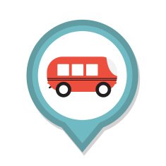 Line Icon with Flat Graphics Element of Bus Vector Illustration N3