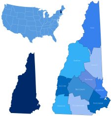 New Hampshire state & counties map