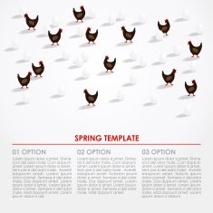 Spring easter infographics background with hens and eggs vector N2