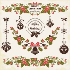 Collection of silhouettes vintage Christmas decorations set 1