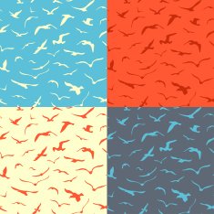 Set of seamless birds patterns