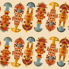 Inca ceremonial knives Tumi Seamless background pattern