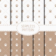 Set of seamless pattern Animal footprints cat dog Wrapping paper N2