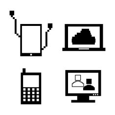 technological pixel icons