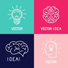 Vector brain logo design elements