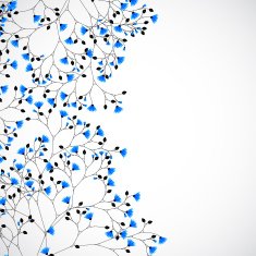 Abstract nature background tree with blue flowers N7