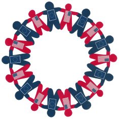 American and european community boys circle