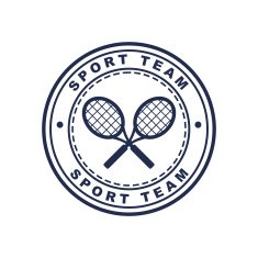 Vintage style tennis label with two rackets Vector logo design