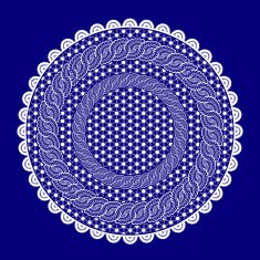 white lace table cloth on a blue background N2