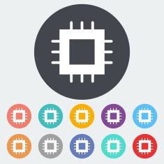 Electronic chip flat icon 2 N2