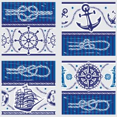 Seampless patterns with Nautical symbols and marine knots