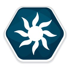 Blue sun rays vector icon