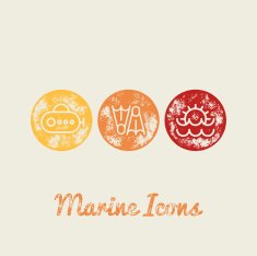 Submarine Sun and Sea Marine Retro Icons - Grunge Vintage
