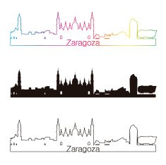 Zaragoza skyline linear style with rainbow