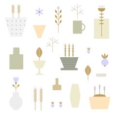 Abstract seamless pattern with flower pots in vector N2