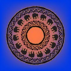 Ethnic tribal mandala with elephants