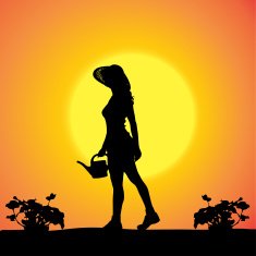Vector silhouette of a gardener N91