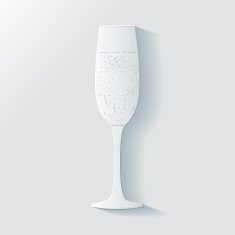Vector 3D glass of champagne with bubbles