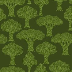 Seamless abstract textile pattern with various trees