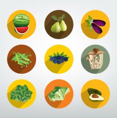 Collection of fruit and vegetable flat icon