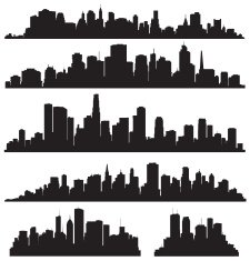 Set of vector cities silhouettes free image download