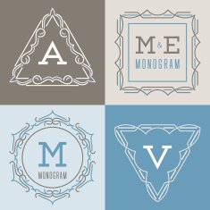 Set of logos templates in mono line style