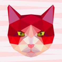 Abstract polygonal geometric bright cat portrait for use in design