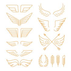 Vector set of linear icons - wings