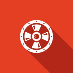 Round shield from wood and steel icon Vector Illustration