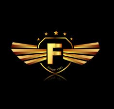 Letter F winged crests logo Alphabet logotype design concept