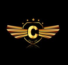 Letter C winged crests logo Alphabet logotype design concept