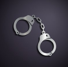 Flat metallic logo handcuffs