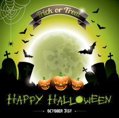 Illustration on a Happy Halloween theme with pumkins