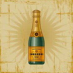 Retro Champagne Bottle N2