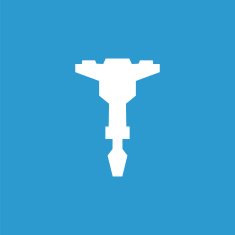 jackhammer icon white on the blue background
