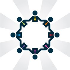 characters with colorful ties holding hands in a circle N2