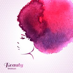 Fashion Woman Portrait with Watercolor Stain like Hair N2