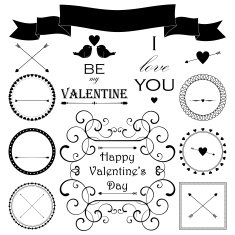 Graphic set of artistic valentin's day elements N2