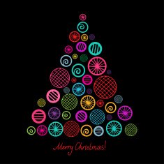 Colorful Christmas tree isolated N2