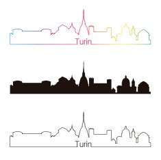 Turin skyline linear style with rainbow