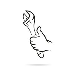 Hand with wrench abstract isolated on a white backgrounds