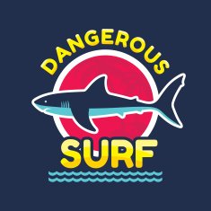 Dangerous surf - vector logo badge for t-shirt Shark illustration