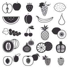 Fruit silhouette icons set