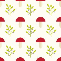 mushrooms and berries seamless pattern