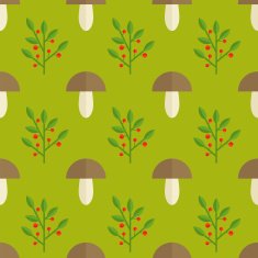 mushrooms and berries seamless pattern N2