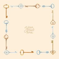 vector watercolor frame with keys
