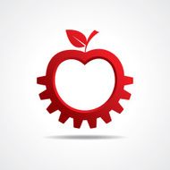 Red apple make gear shape business technology symbol stock vector