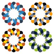 Collection of 4 colorful isolated ornaments